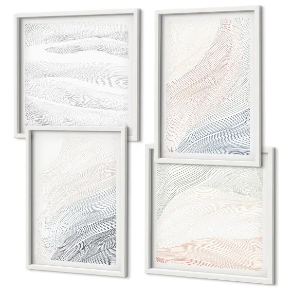 Set posters met lijst Abstracte pastelkleurige golven set posters met lijst met abstracte pastelkleurige golven