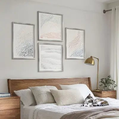 Set posters met lijst Abstracte pastelkleurige golven set posters met lijst met abstracte pastelkleurige golven