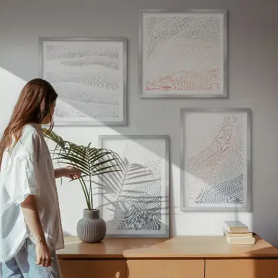 Set posters met lijst Abstracte pastelkleurige golven set posters met lijst met abstracte pastelkleurige golven