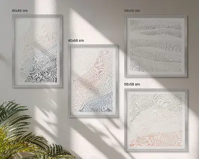 Set posters met lijst Abstracte pastelkleurige golven set posters met lijst met abstracte pastelkleurige golven