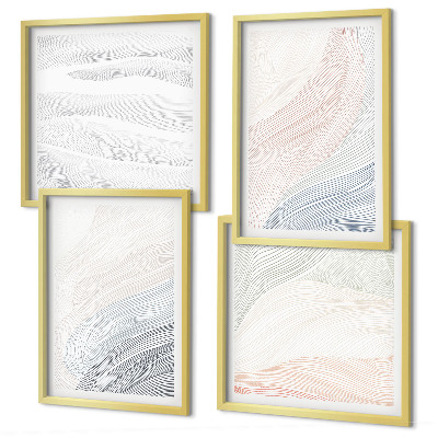 Set van posters met lijst Abstracte pastelkleurige golven