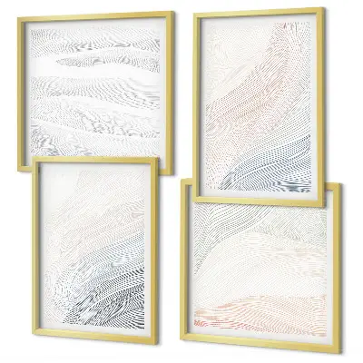 Set posters met lijst Abstracte pastelkleurige golven set posters met lijst met abstracte pastelkleurige golven