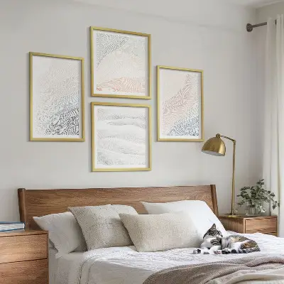 Set posters met lijst Abstracte pastelkleurige golven set posters met lijst met abstracte pastelkleurige golven