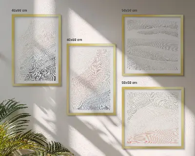 Set posters met lijst Abstracte pastelkleurige golven set posters met lijst met abstracte pastelkleurige golven