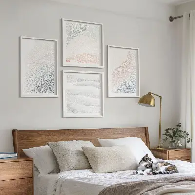 Set posters met lijst Abstracte pastelkleurige golven set posters met lijst met abstracte pastelkleurige golven