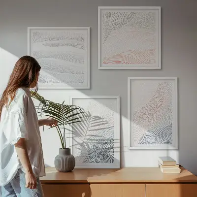 Set posters met lijst Abstracte pastelkleurige golven set posters met lijst met abstracte pastelkleurige golven
