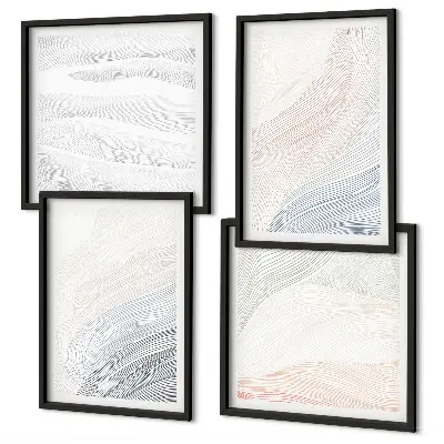 Set posters met lijst Abstracte pastelkleurige golven set posters met lijst met abstracte pastelkleurige golven