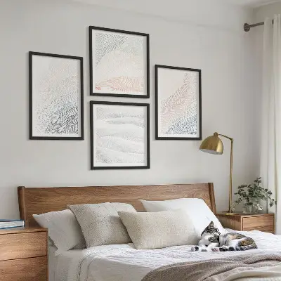 Set posters met lijst Abstracte pastelkleurige golven set posters met lijst met abstracte pastelkleurige golven