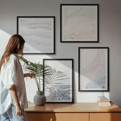 Set posters met lijst Abstracte pastelkleurige golven set posters met lijst met abstracte pastelkleurige golven