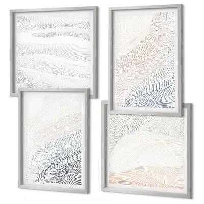 Set posters met lijst Abstracte pastelkleurige golven set posters met lijst met abstracte pastelkleurige golven