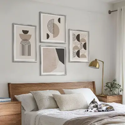 Abstracte geometrische patronen meerluik in lijst