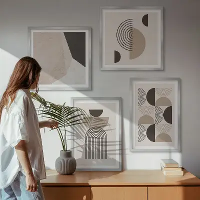 Abstracte geometrische patronen meerluik in lijst