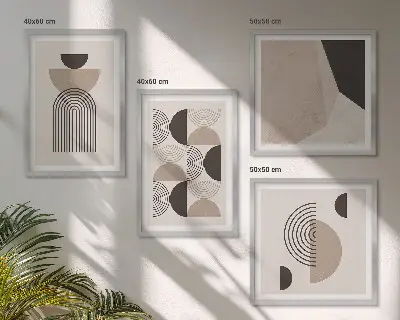 Abstracte geometrische patronen meerluik in lijst