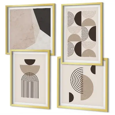 Abstracte geometrische patronen meerluik in lijst
