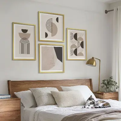 Abstracte geometrische patronen meerluik in lijst