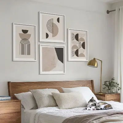 Abstracte geometrische patronen meerluik in lijst