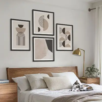 Abstracte geometrische patronen meerluik in lijst