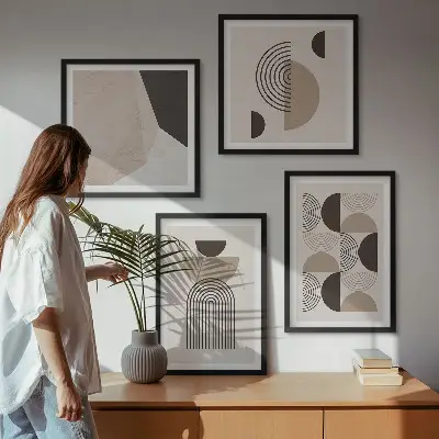 Abstracte geometrische patronen meerluik in lijst