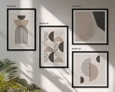 Abstracte geometrische patronen meerluik in lijst