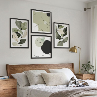 Set van posters met lijst Abstracte geschilderde bladeren