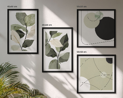 Set van posters met lijst Abstracte geschilderde bladeren