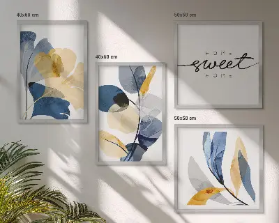 Aquarel plantmotieven meerluik in lijst