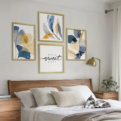 Aquarel plantmotieven meerluik in lijst