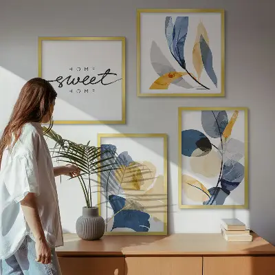 Aquarel plantmotieven meerluik in lijst