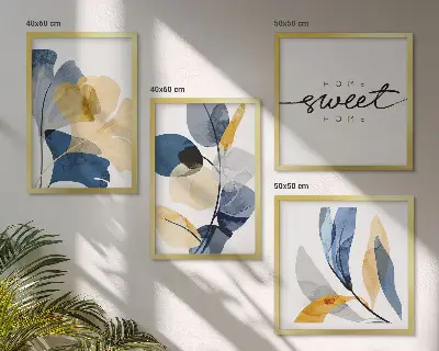 Aquarel plantmotieven meerluik in lijst