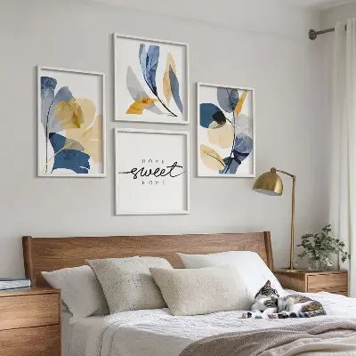 Aquarel plantmotieven meerluik in lijst