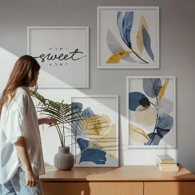 Aquarel plantmotieven meerluik in lijst