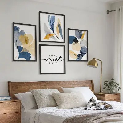Aquarel plantmotieven meerluik in lijst