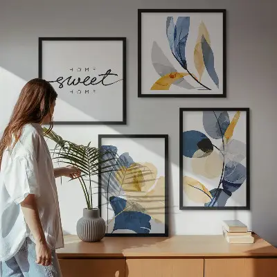 Aquarel plantmotieven meerluik in lijst