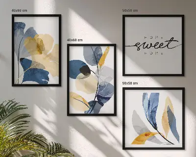 Aquarel plantmotieven meerluik in lijst