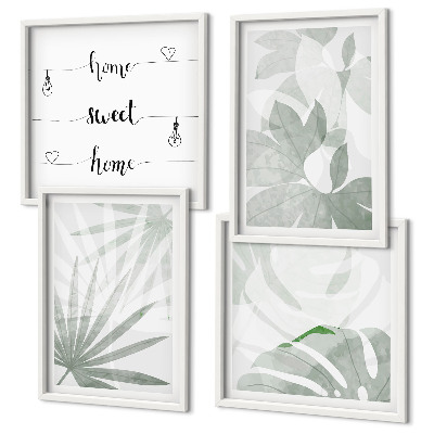 Set van posters met lijst De bladeren van de planten zijn groenachtig grijs.