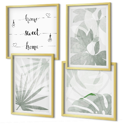 Set van posters met lijst De bladeren van de planten zijn groenachtig grijs.
