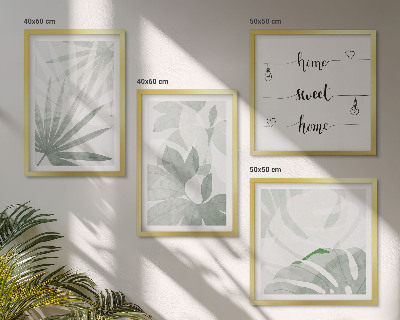 Set van posters met lijst De bladeren van de planten zijn groenachtig grijs.