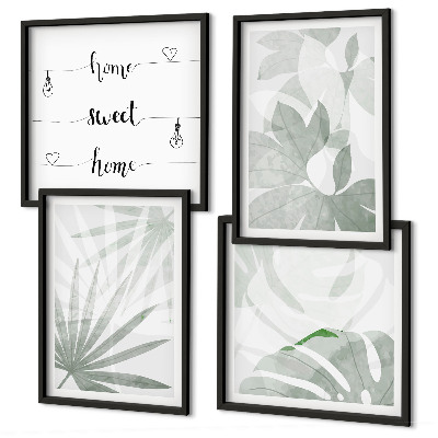 Set van posters met lijst De bladeren van de planten zijn groenachtig grijs.