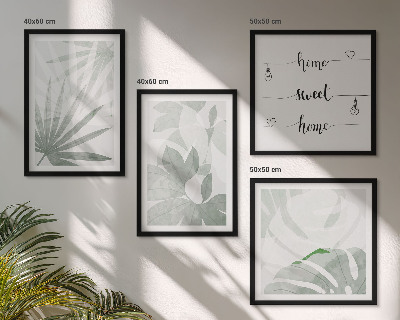 Set van posters met lijst De bladeren van de planten zijn groenachtig grijs.