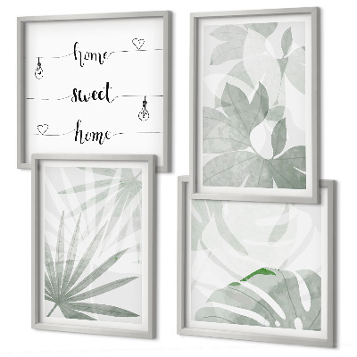 Set van posters met lijst De bladeren van de planten zijn groenachtig grijs.