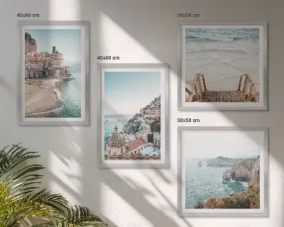 Zomerse pastelkleurige strandgezichten meerluik in lijst