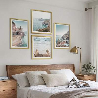 Meerluik in lijst Zomerse pastelkleurige strandgezichten