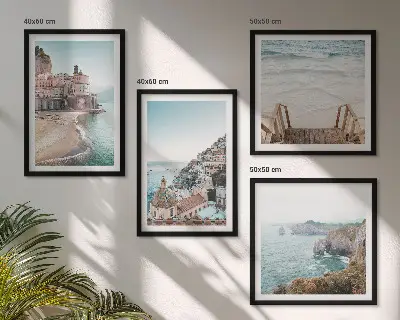 Zomerse pastelkleurige strandgezichten meerluik in lijst