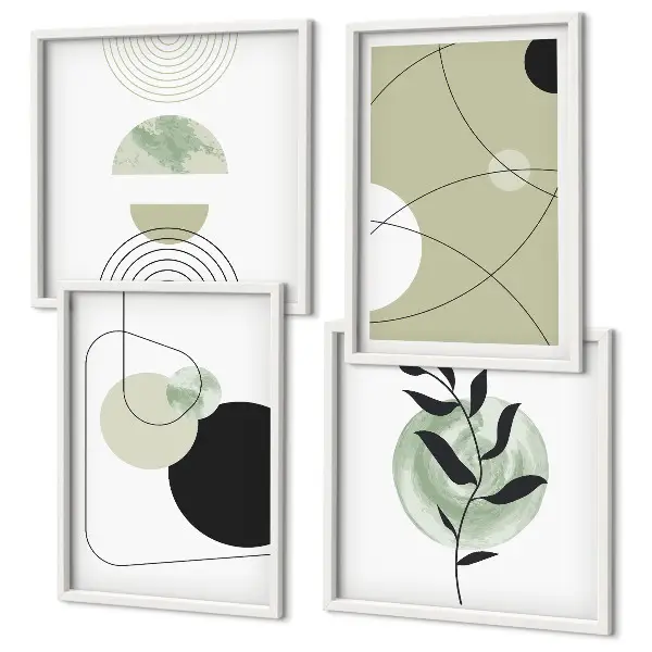 Abstracte vormen en kleuren meerluik in lijst