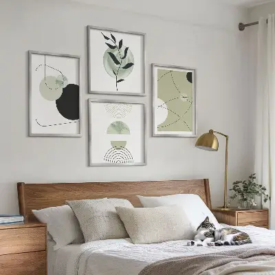 Abstracte vormen en kleuren meerluik in lijst