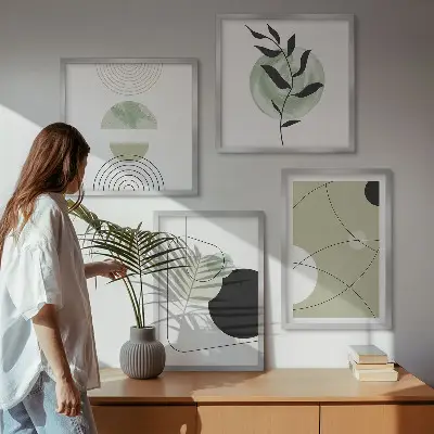 Abstracte vormen en kleuren meerluik in lijst