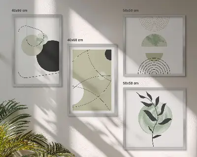 Abstracte vormen en kleuren meerluik in lijst
