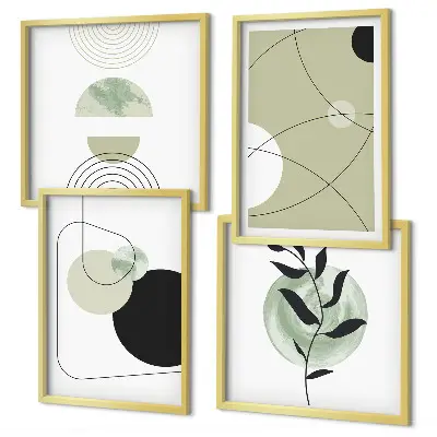 Abstracte vormen en kleuren meerluik in lijst