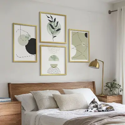 Abstracte vormen en kleuren meerluik in lijst