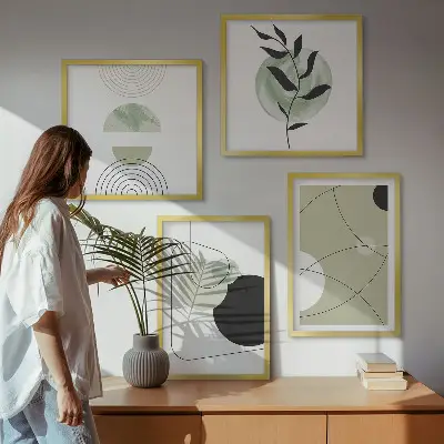 Abstracte vormen en kleuren meerluik in lijst